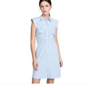 Veronica Beard Light Blue & White Striped Sleeveless Ferris Shirtdress